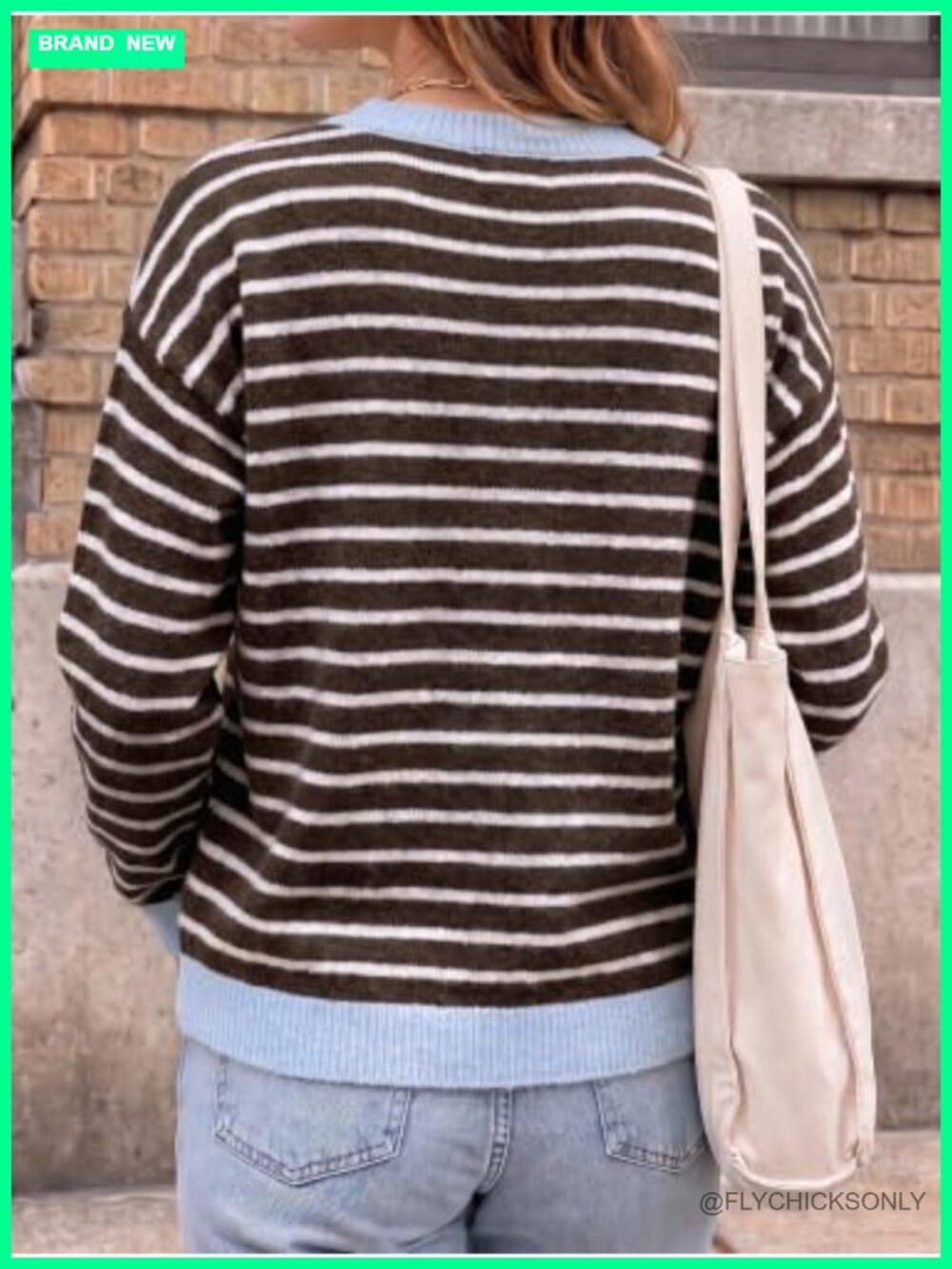 Striped Button Down Cardigan Sweater Color Block Knitwear - Picture 2 of 6